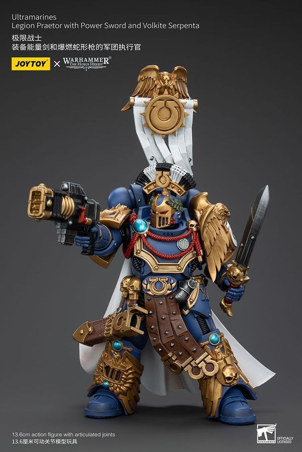 Фігурка з гри Warhammer 40k, Претор Легіону Ультрамаринів з силовим мечем і Вовкитовим Серпентом, JOYTOY, рухома, 13,6 см (WHR 0139)