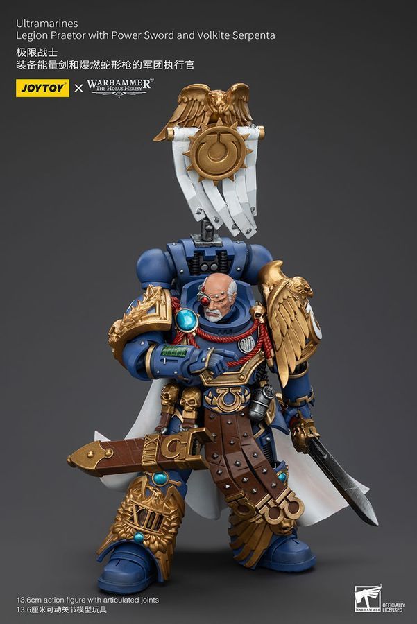 Фігурка з гри Warhammer 40k, Претор Легіону Ультрамаринів з силовим мечем і Вовкитовим Серпентом, JOYTOY, рухома, 13,6 см (WHR 0139)