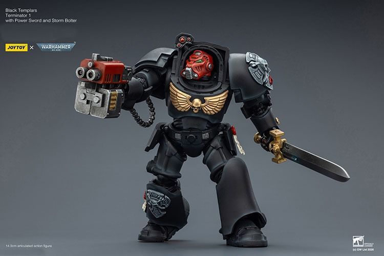 Фігурка з гри Warhammer 40k, Загін термінаторів Чорних Храмівників з Силовим мечем, JOYTOY, рухома, 14,3 см (WHR 0186)