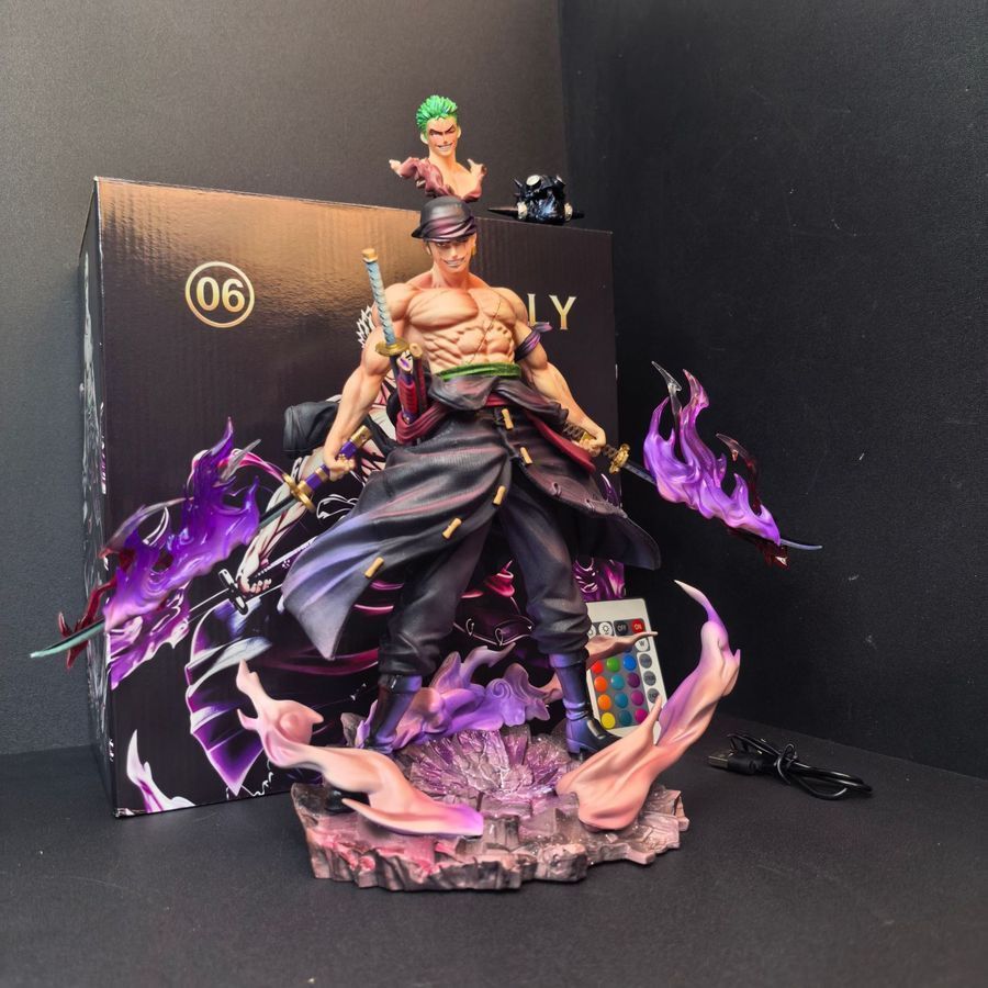 Аниме фигурка Ван Пис, One Piece, Roronoa Zoro, Ророноа Зоро, не подвижная с подсветкой, 28 см (OP 0176)