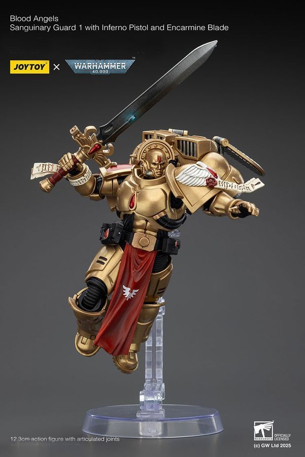 Фігурка з гри Warhammer 40k, Криваві Янголи Страж Сангвінарної Гвардії з пістолетом &laquo;Інферно&raquo;, JOYTOY, рухома, 12,3 см (WHR 0211)