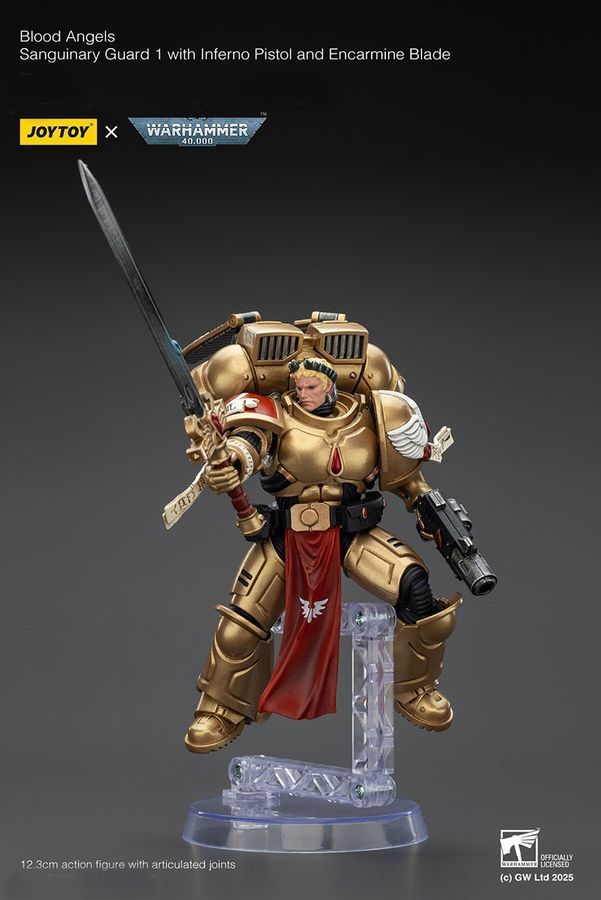 Фігурка з гри Warhammer 40k, Криваві Янголи Страж Сангвінарної Гвардії з пістолетом &laquo;Інферно&raquo;, JOYTOY, рухома, 12,3 см (WHR 0211)