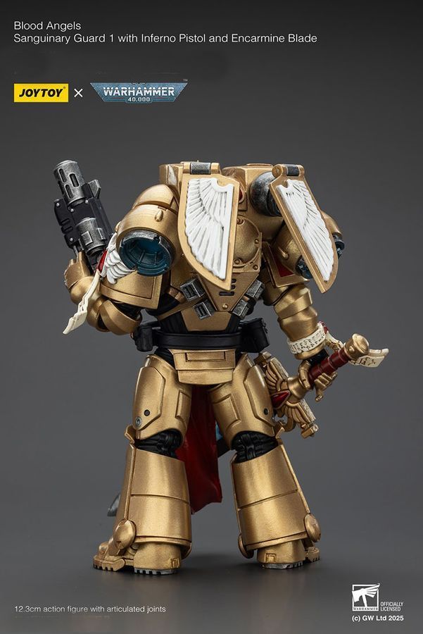 Фігурка з гри Warhammer 40k, Криваві Янголи Страж Сангвінарної Гвардії з пістолетом &laquo;Інферно&raquo;, JOYTOY, рухома, 12,3 см (WHR 0211)