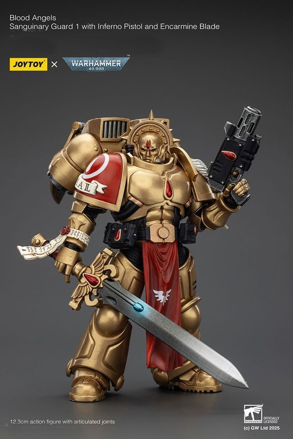 Фігурка з гри Warhammer 40k, Криваві Янголи Страж Сангвінарної Гвардії з пістолетом &laquo;Інферно&raquo;, JOYTOY, рухома, 12,3 см (WHR 0211)