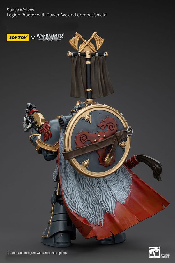 Фигурка из игры Warhammer 40k, Претор Легиона Космических Волков с силовым топором и боевым щитом, JOYTOY, подвижная, 12,4 см (WHR 0161)