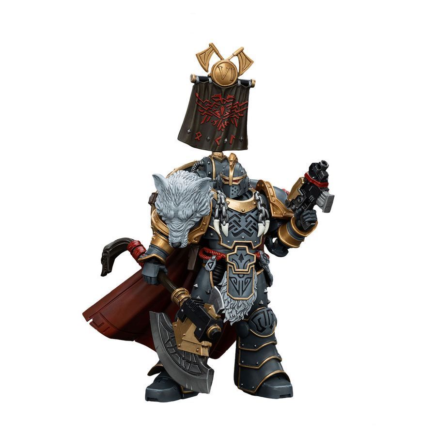 Фигурка из игры Warhammer 40k, Претор Легиона Космических Волков с силовым топором и боевым щитом, JOYTOY, подвижная, 12,4 см (WHR 0161)