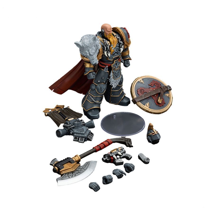 Фигурка из игры Warhammer 40k, Претор Легиона Космических Волков с силовым топором и боевым щитом, JOYTOY, подвижная, 12,4 см (WHR 0161)