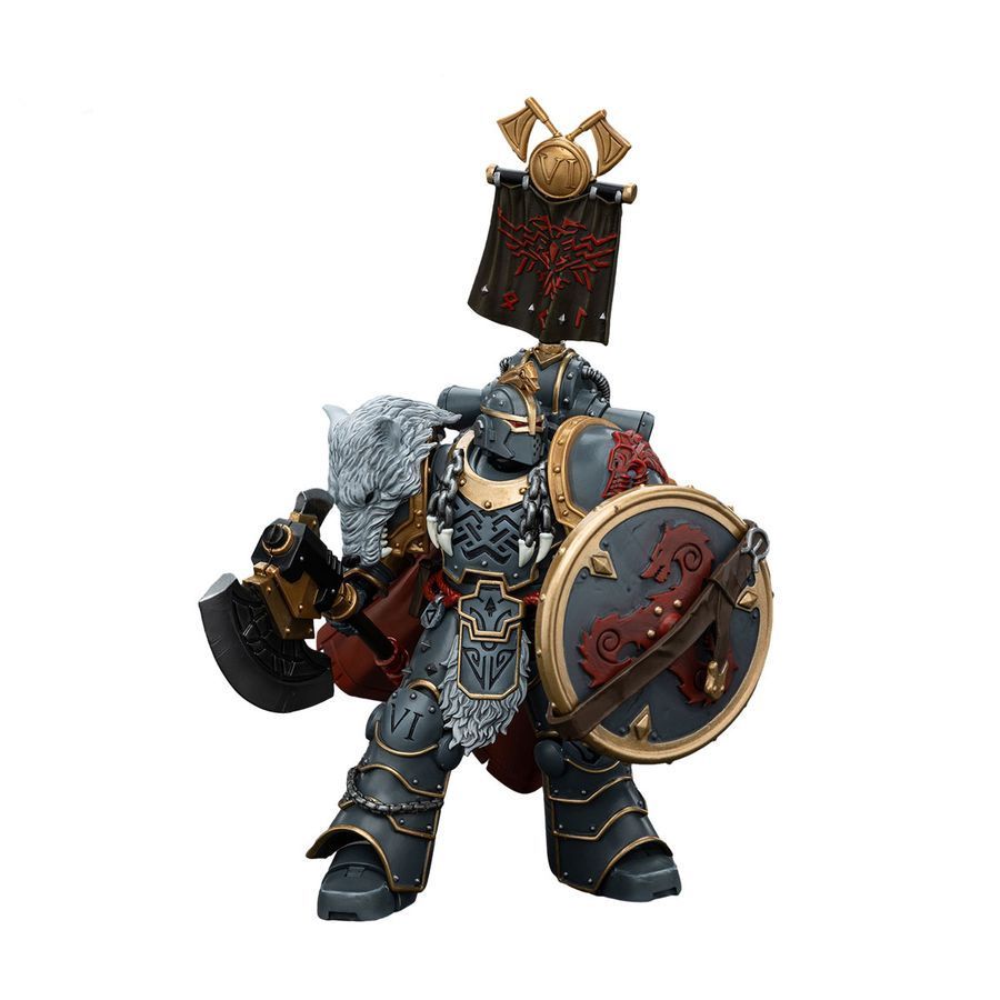 Фигурка из игры Warhammer 40k, Претор Легиона Космических Волков с силовым топором и боевым щитом, JOYTOY, подвижная, 12,4 см (WHR 0161)