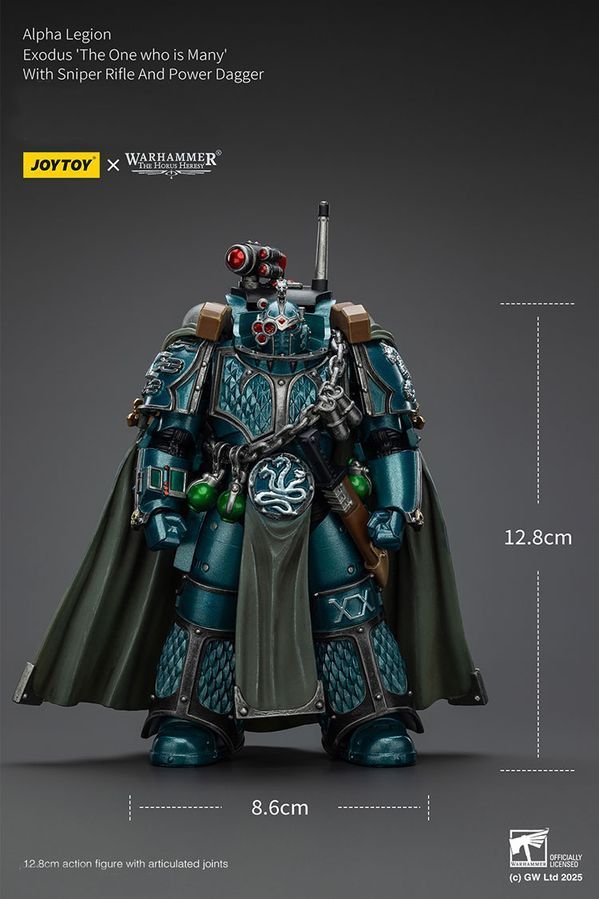Фігурка з гри Warhammer 40k, Альфа-Легіон Ексодус зі снайперською гвинтівкою та силовим кинджалом, JOYTOY, рухома, 12,8 см (WHR 0158)