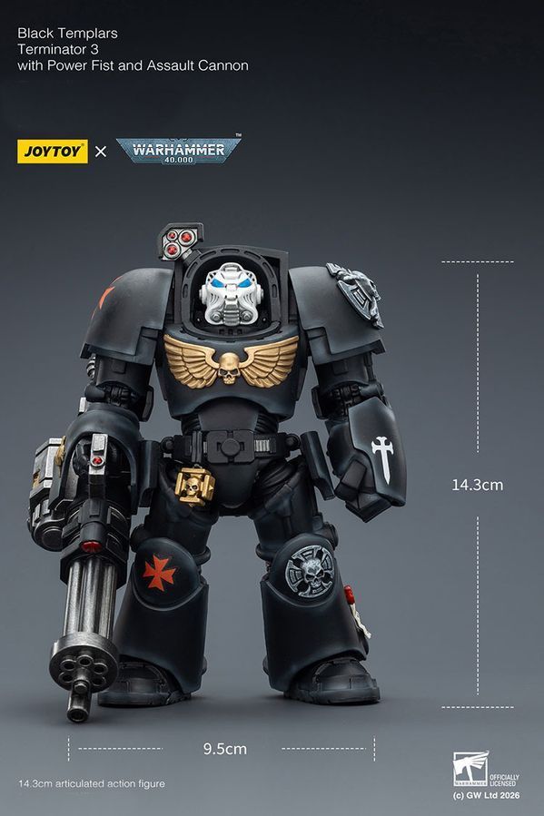 Фігурка з гри Warhammer 40k, Загін термінаторів Чорних Храмівників з мульті-мельтою, JOYTOY, рухома, 14,3 см (WHR 0187)