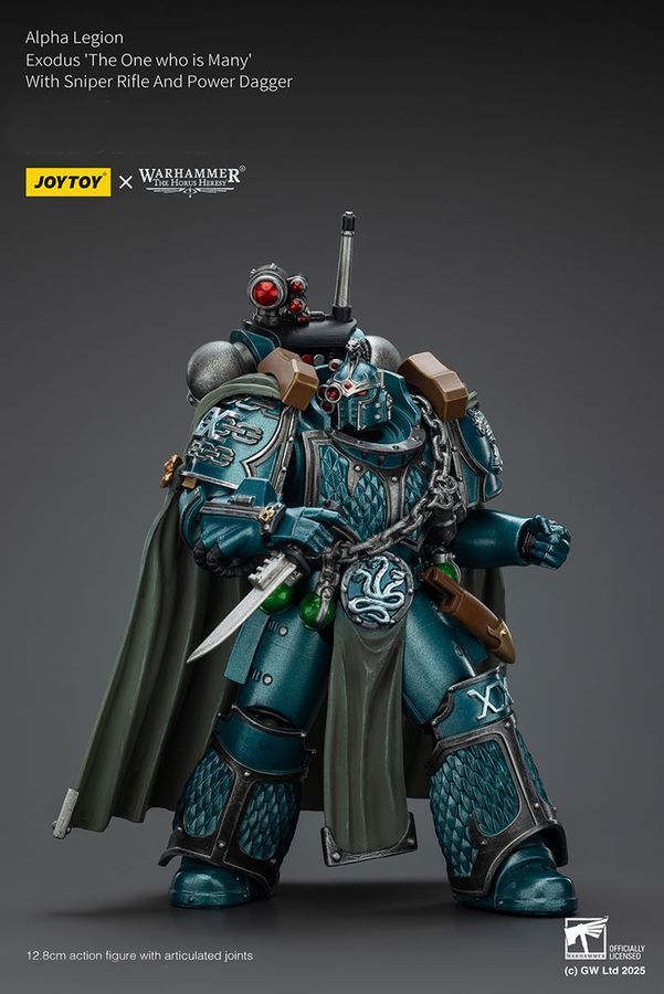 Фігурка з гри Warhammer 40k, Альфа-Легіон Ексодус зі снайперською гвинтівкою та силовим кинджалом, JOYTOY, рухома, 12,8 см (WHR 0158)