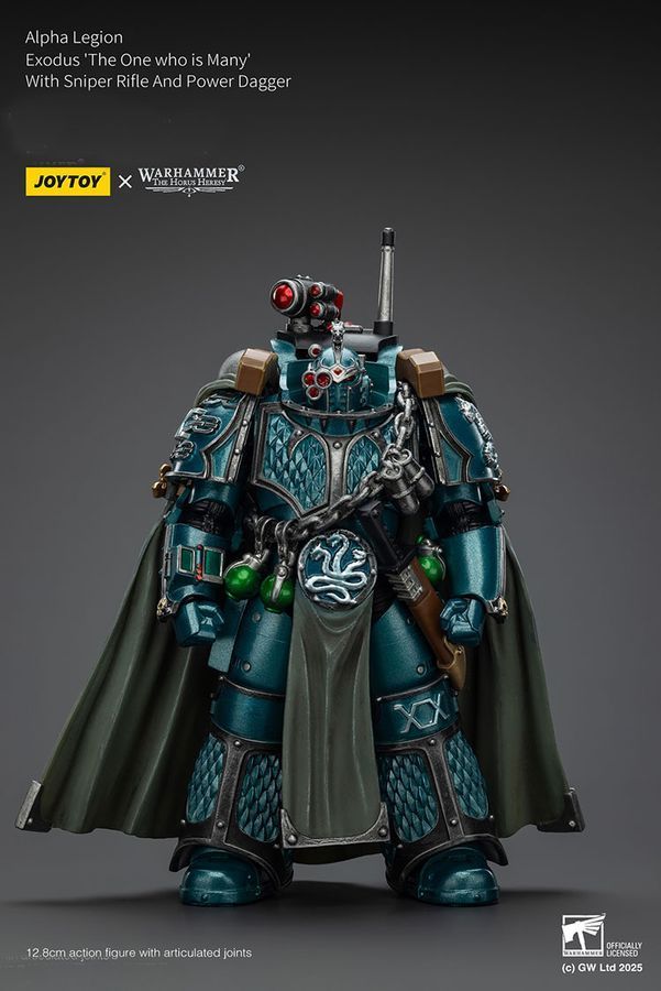 Фігурка з гри Warhammer 40k, Альфа-Легіон Ексодус зі снайперською гвинтівкою та силовим кинджалом, JOYTOY, рухома, 12,8 см (WHR 0158)