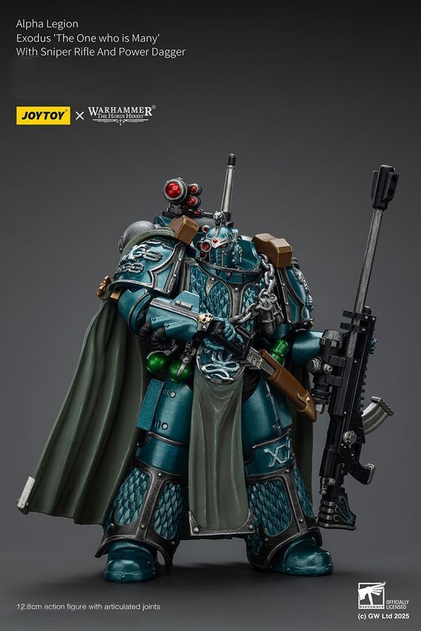 Фігурка з гри Warhammer 40k, Альфа-Легіон Ексодус зі снайперською гвинтівкою та силовим кинджалом, JOYTOY, рухома, 12,8 см (WHR 0158)