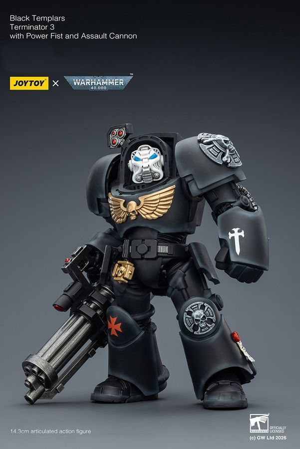 Фігурка з гри Warhammer 40k, Загін термінаторів Чорних Храмівників з мульті-мельтою, JOYTOY, рухома, 14,3 см (WHR 0187)