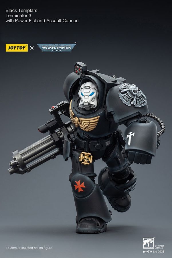 Фігурка з гри Warhammer 40k, Загін термінаторів Чорних Храмівників з мульті-мельтою, JOYTOY, рухома, 14,3 см (WHR 0187)
