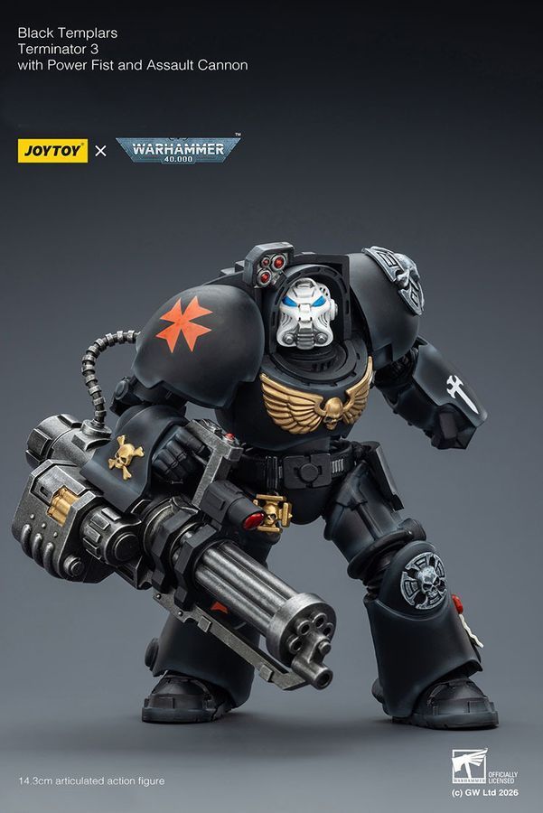 Фігурка з гри Warhammer 40k, Загін термінаторів Чорних Храмівників з мульті-мельтою, JOYTOY, рухома, 14,3 см (WHR 0187)