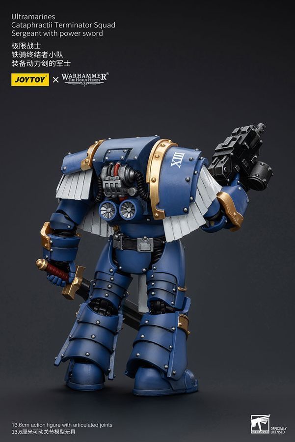 Фігурка з гри Warhammer 40k, Ультрамарини Катафракти Термінаторський загін Сержант із силовим мечем, JOYTOY, рухома, 13,6 см (WHR 0140)