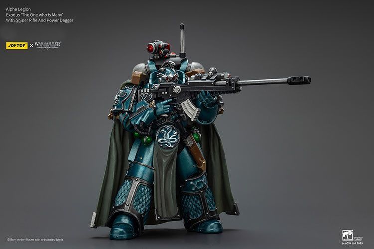 Фігурка з гри Warhammer 40k, Альфа-Легіон Ексодус зі снайперською гвинтівкою та силовим кинджалом, JOYTOY, рухома, 12,8 см (WHR 0158)