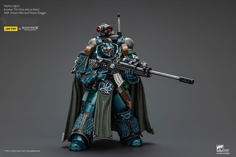 Фігурка з гри Warhammer 40k, Альфа-Легіон Ексодус зі снайперською гвинтівкою та силовим кинджалом, JOYTOY, рухома, 12,8 см (WHR 0158)