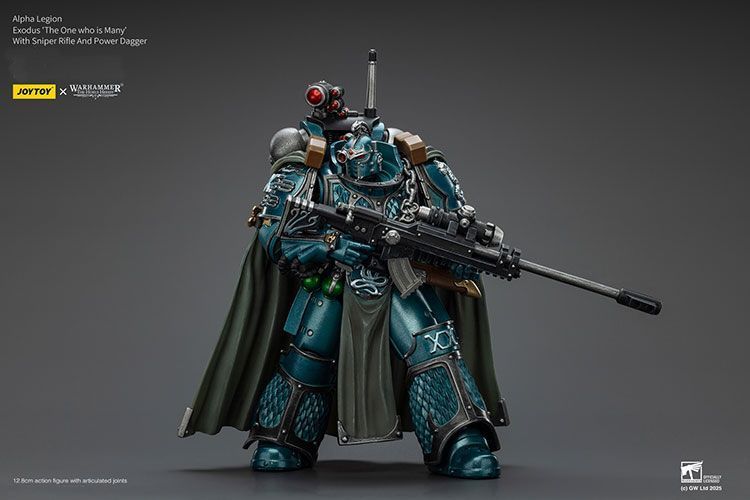 Фігурка з гри Warhammer 40k, Альфа-Легіон Ексодус зі снайперською гвинтівкою та силовим кинджалом, JOYTOY, рухома, 12,8 см (WHR 0158)