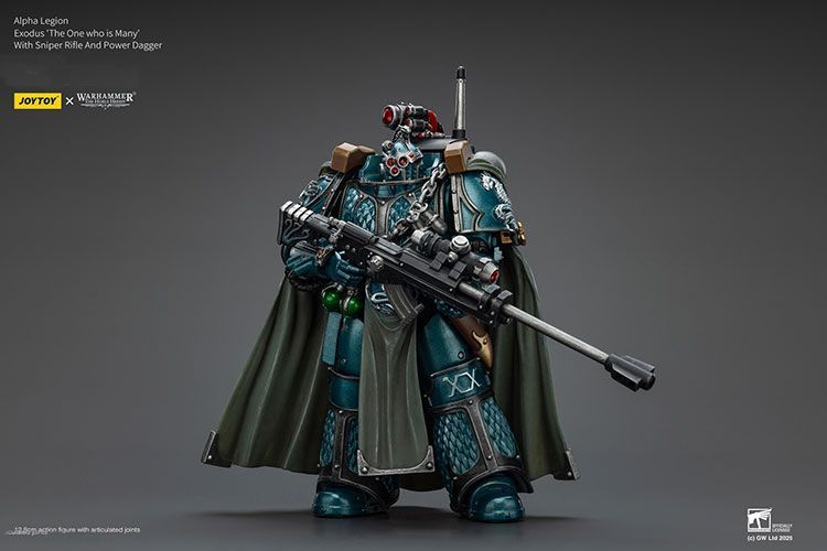 Фігурка з гри Warhammer 40k, Альфа-Легіон Ексодус зі снайперською гвинтівкою та силовим кинджалом, JOYTOY, рухома, 12,8 см (WHR 0158)