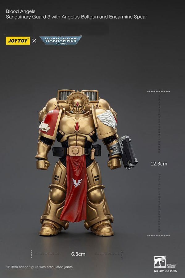 Фігурка з гри Warhammer 40k, Криваві Янголи Страж Сангвінарної Гвардії з списом Енкарміна, JOYTOY, рухома, 12,3 см (WHR 0212)