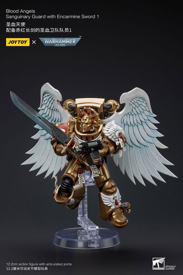 Фігурка з гри Warhammer 40k, Криваві Ангели Кривава Гвардієць з Збагаченим Мечем, JOYTOY, рухома, 12,2 см (WHR 0107)