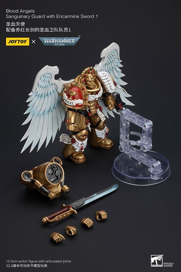 Фігурка з гри Warhammer 40k, Криваві Ангели Кривава Гвардієць з Збагаченим Мечем, JOYTOY, рухома, 12,2 см (WHR 0107)