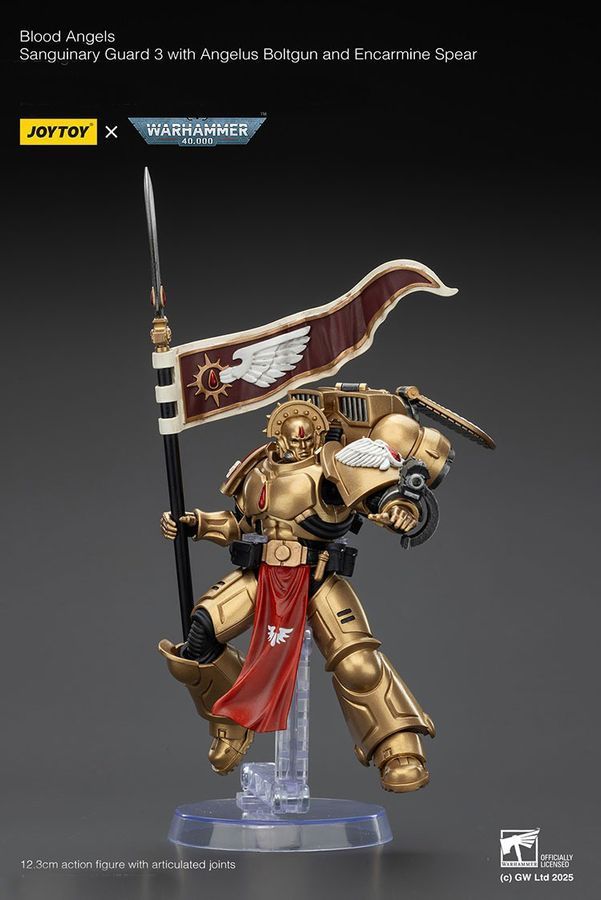 Фігурка з гри Warhammer 40k, Криваві Янголи Страж Сангвінарної Гвардії з списом Енкарміна, JOYTOY, рухома, 12,3 см (WHR 0212)