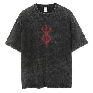 Футболка оверсайз с принтом из аниме Берсерк, универсальная, хлопок Washed Cotton, размер XXXL (FBRK 0005G-XXXL)