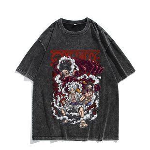 Футболка оверсайз с принтом из аниме Ван Пис, универсальная, хлопок Washed Cotton, размер XXXL (FOP 0060G-XXXL)