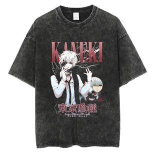 Футболка оверсайз с принтом из аниме Токийский Гуль, универсальная, хлопок Washed Cotton, размер XXXL (FTG 0009G-XXXL)