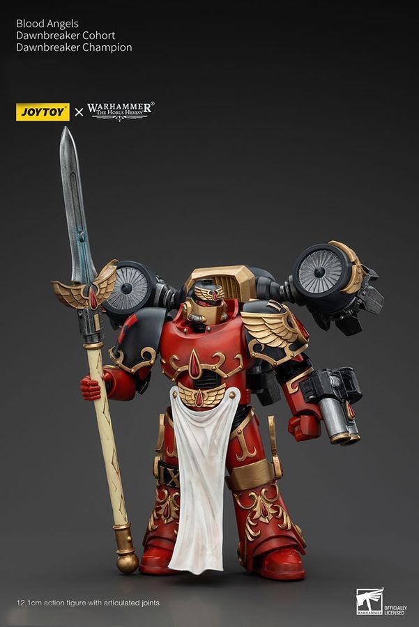 Фігурка з гри Warhammer 40k, Криваві Янголи Когорта Світанок Ангелів Чемпіон Світанку, JOYTOY, рухома, 12,1 см (WHR 0213)