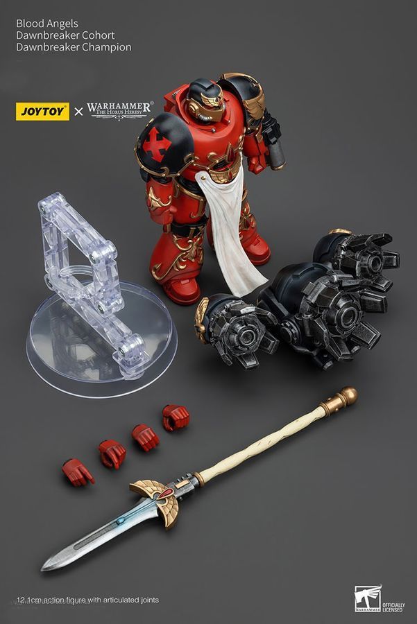 Фігурка з гри Warhammer 40k, Криваві Янголи Когорта Світанок Ангелів Чемпіон Світанку, JOYTOY, рухома, 12,1 см (WHR 0213)