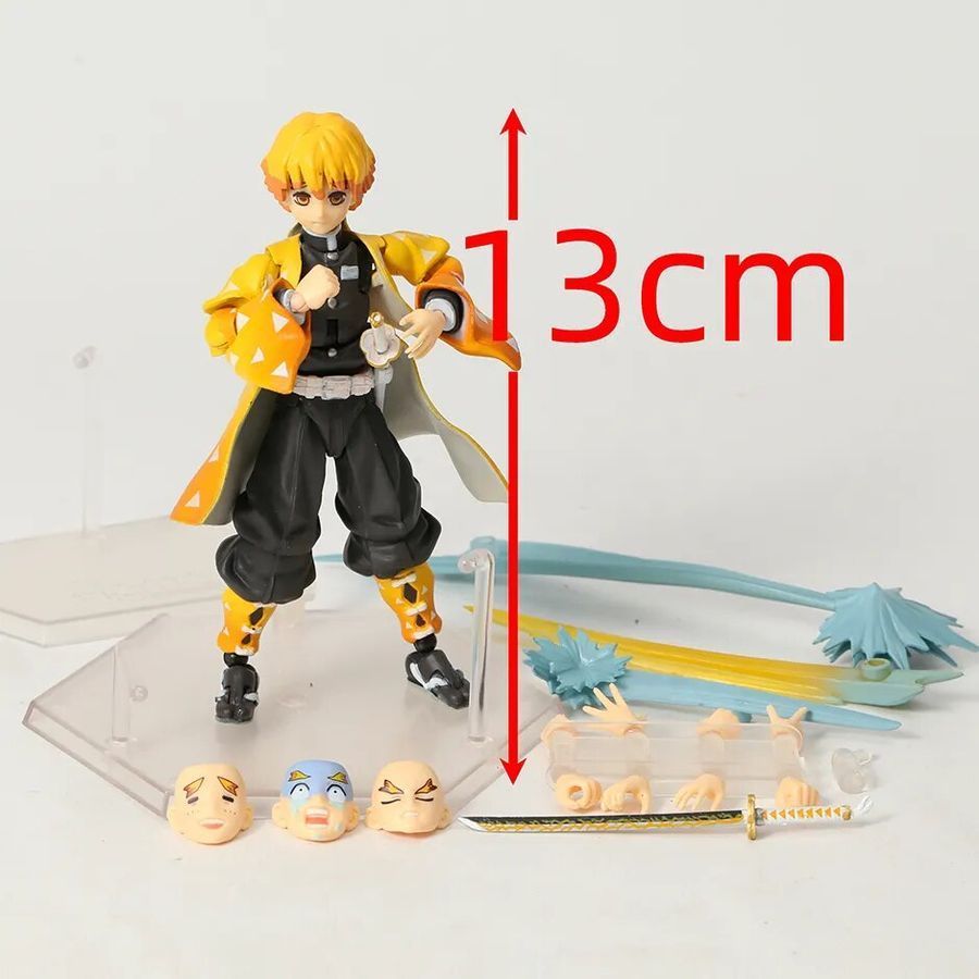 Подвижная аниме фигурка Клинок рассекающий демонов, Demon Slayer Zenitsu, Зеницу, 13 см (BDD 0071)