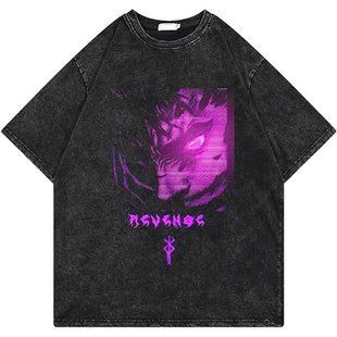 Футболка оверсайз с принтом из аниме Берсерк, универсальная, хлопок Washed Cotton, размер XXXL (FBRK 0047G-XXXL)