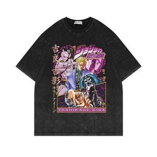 Футболка оверсайз с принтом из аниме Джо Джо, универсальная, хлопок Washed Cotton, размер XXXL (FJOJ 0017G-XXXL)